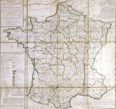 Mappa della Francia divisa in province da Cesar Francois Cassini de Thury